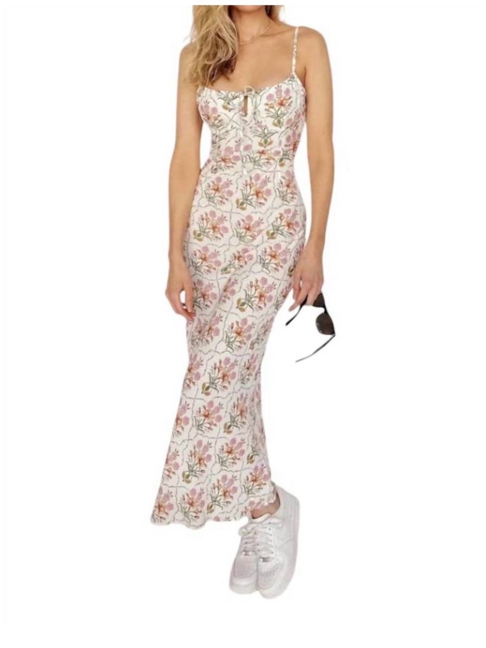 Favorite Daughter Floral Spaghetti-Strap Maxi Dress in White and Pink